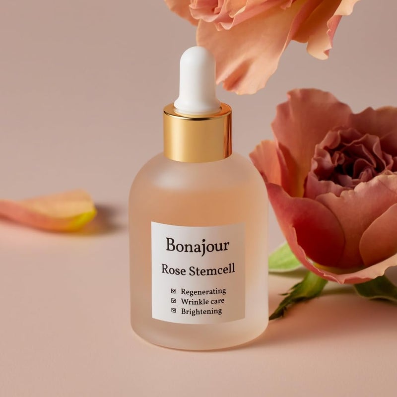 BONAJOUR [بوناجور] أمبولات خلاصة الورد النباتية - أفضل سيروم لمكافحة التجاعيد والشيخوخة، للعناية بالتفتيح/العناية الشاملة 1.0 أونصة سائلة - Image 2